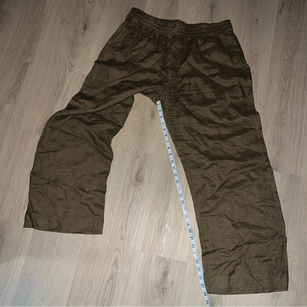 Zara Linen Straight Leg Pants Size XXL | Drawstring Waist - Picture 3 of 15